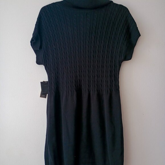 ALFANI Black Cable Knit Sweater Dress with Zipper Pockets - Size L - Picture 4 of 9